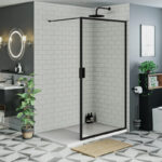 Inloopdouche Olivia 90x200cm Helder Glas Mat Zwart Raamwerk