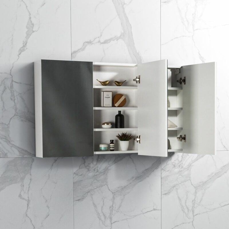 by-goof-spiegelkast-tieme-hoogglans-wit-120x70x16c Spiegelkast Tieme hoogglans wit 120x70x16cm - Afbeelding 1