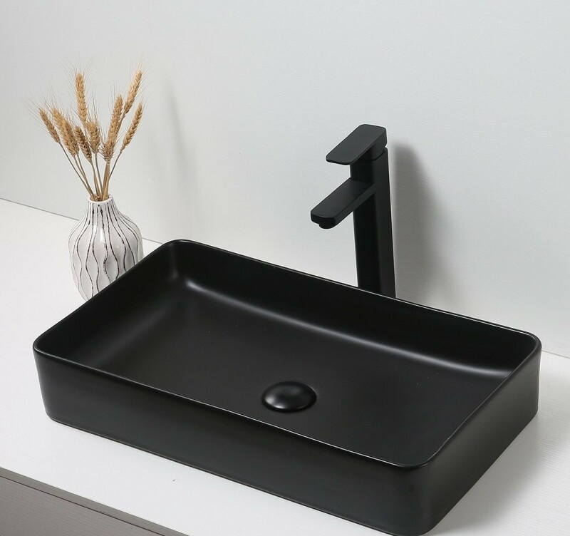by-goof-waskom-keramiek-mat-zwart-60x34x11cm Waskom keramiek mat zwart 60x34x11cm - Afbeelding 1