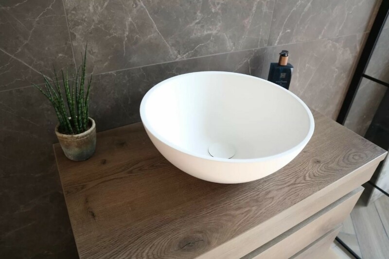 by-goof-waskom-max-solid-surface-white-matt-37x37x Waskom Max Solid Surface White Matt 37x37x14,5cm - Afbeelding 1